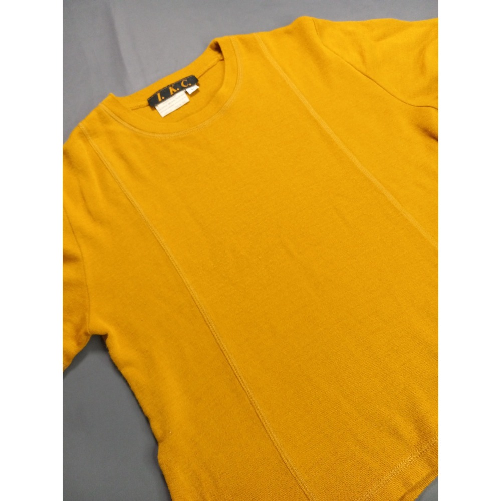 IKC Vintage Mustard Yellow Sweater Crewneck Large Wool Acrylic Italian Yarn 90s